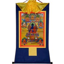 불상 벽화 Gandhanra Handmade Tibetan Thangka Painting Art8 양식 Bhaisajyaguru 의학 Tapestry Wall Art with Sc, [04] XL(120cm-82cm), [03] 파란