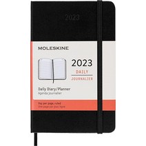 Moleskine 2023년 데일리 플래너 12M 포켓 블랙 하드 커버 (3.5 x 5.5), Black