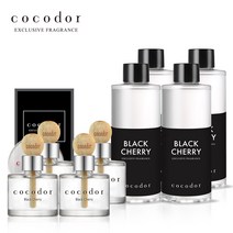 코코도르 차량용 우드볼 디퓨저 50ml X 4개 + 리필액 200ml, 우드볼50ml/에이프릴프레쉬X4_리필200ml/블랙체리