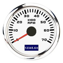 타코메타 타코미터52MM 자동차 RPM 타코미터 3000-8000 타코 미터 LCD 시간 적합 요트 오토바이 보트, 07 White 7K RPM