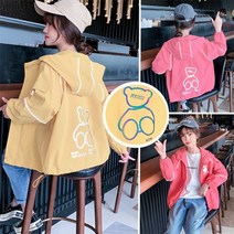 리퍼치스 RJ-18 아동 반사 곰돌이 캐릭터 바람막이 후드 자켓 키즈 포켓 황사 집업 점퍼 봄 가을 주니어 간절기 아우터