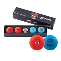 볼빅 마블 골프공 Volvik Marvel 선물 세트 토르 스파이더맨 헐크 아이언맨 캡틴아메리카 기프트 세트 대형, 스파이더 맨