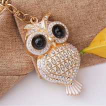 FANSDA 큐빅 부엉이 돈들어오는 두꺼비 키링 열쇠고리 자동차 가방 악세사리 참 건강 행운 재물 풍수 키홀더 코끼리 거북이 호랑이, 왕눈이아이보리부엉이큐빅키링