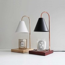 미니캔들워머 구스크릭 라지자 향초 할로겐 전기, 블랙 + 브라운 오크