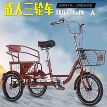 성인세발자전거 어른세발자전거 2인용 삼륜 자전거, 16인치 브라운 등받이