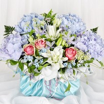 99플라워 (당일수령) 고급 포장 푸른 수국 [ST-A1873] - (서울 인천 경기일부배송 )생일 생신 부모님 승진 선물 꽃 생화 축하 꽃바구니 꽃배달서비스 당일배송 보자기포장