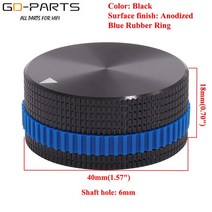 앰프 40x18mm 솔리드 전체 알루미늄 볼륨 전위차계 세트 Hifi 오디오 앰프 턴테이블 CD DVD DAC 용 고무 링, 03 Blue