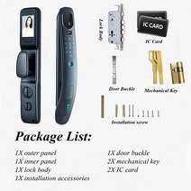 얼굴 인식 잠금 와이파이 앱 원격 제어 40-120mm 도어 두께 스마트 지문 암호 전자 홈 장치, 01 Face Intercom_03 30X388MM