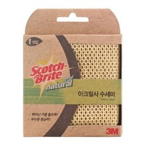 3M 스카치 브라이트 내츄럴 아크릴사 수세미 1개입, 단일, 상세 설명 참조