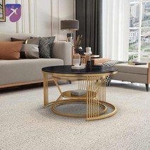 대리석 좌식 트윈테이블 원형 라운드 테이블 더블 소파 거실테이블, 컬러 코디 자유자재로 고객센터 연락 가능, 복장을 갖추다