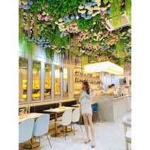 천장 식물 장식 백화점 대형마트 웨딩홀 꽃 인테리어, R. 1제곱미터재료(철망포함)전구없음