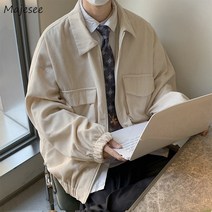 남성 오버핏 빅사이즈 자켓 스트리트 핸섬 일본 코듀로이 아웃웨어 솔리드 대형 느슨한 클래식