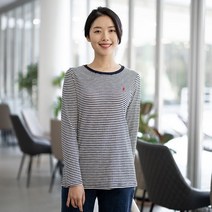 모슬린 엄마옷 면스트라이프 긴팔라운드 티셔츠 ETS302002 마담 미시옷 중년여성의류 빅사이즈 50대 60대여성옷