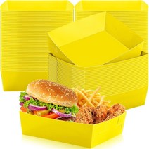 Mifoci 100팩 종이 푸드 트레이 2.3kg(5파운드) 대형 음식 보트 일회용 서빙 트레이 재사용 가능한 스낵 버거 프라이 핫도그 타코 BBQ 팝콘 생일 웨딩 피크닉