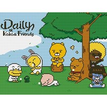 아이러브페인팅 카카오프렌즈 DIY 보석십자수 큐빅 페인팅 40 x 50 cm, 데일리 그린, 1세트