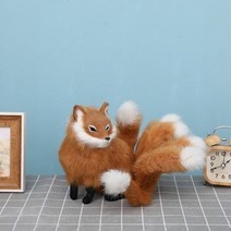 여우 인형 봉제 꼬리 장식품 선물 구미호 솜털 시뮬레이션 인형 비버 컨셉트 장식 화이트 소품, 미디엄골드여우35X18