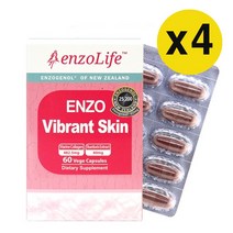 뉴질랜드 엔조라이프 바이브런트스킨 저분자 피쉬 콜라겐 펩타이드 60캡슐 x4개, 60정, 4개