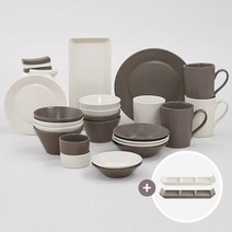 르난세 휘게 신혼 4인 홈세트 27P + 3칸나눔접시 2P, 4인식기 그레이+크림 세트_나눔접시(2P)-크림