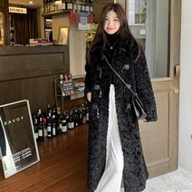 무스탕 리폼 떡볶이 코트 양털 여성 겨울 두꺼운 무릎 롱 모피 오버핏 버클 봉제