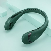 휴대용에어컨 소형에어컨 미니에어컨 Portable Hanging Neck Fan Folding Bladeless USB Rechargeable Mini, 02 green