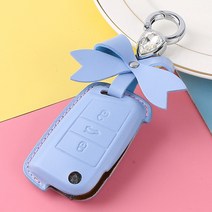 폭스바겐 스마트키 가죽 키케이스 키홀더 파사트 제타 티구안 골프 적용 가죽 키케이스 키홀더, 블루, B타입