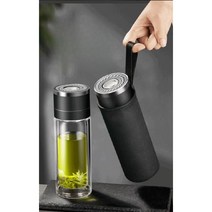 원터치 티보틀 휴대물병 유리물병 500ml, 블랙 500ml  커버 + 브러쉬