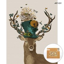 아트조이 DIY 명화그리기 (물감2배) 모자 쓴 꽃사슴 40X50cm