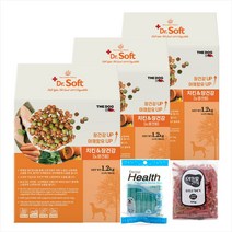 더독 닥터소프트 말랑한 소프트 사료 + 사은품, (1+1+1)식이섬유 노령견 1.2kg + 네코캔
