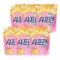 샤프란 아로마 바닐라 핑크 2.1L 일반 섬유유연제 리필, 5개