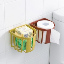 6색 벽안뚫고 붙이는 홀더 벽걸이 접착식 무타공 휴지걸이 공중부양홀더 두루마리 걸이 휴지 홀더 거치 수납 욕실용품 선반 DJ 30521614, 옐로우+그레이