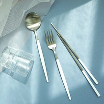 리빙디오 마리애블린 커트러리세트-실버, 화이트, 디저트스푼