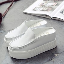 키높이 10cm통굽 뮬 가죽 여자 블로퍼