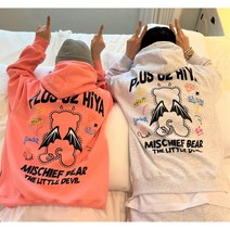 악마 곰돌이 레터링 맨투맨