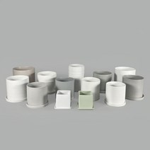 도자기 원형 사각 사무실 거실 인테리어화분, 3.﻿무광 라인 원형 화분 (화이트), 작은 사이즈(19.5x19)