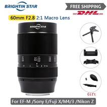 Brightin Star 60mm F2.8 21 매크로 카메라 렌즈 배율 수동 초점 Sony E Canon RF EOSM Fuji M43 Nikon Z Mount ect, [03] Fuji
