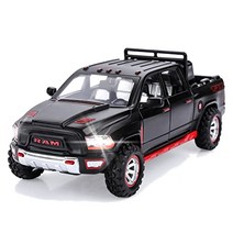 자동차 모형 미국 트럭 RAM TRX 1500 메탈 픽업 트럭 37세 빛과 소리가 있는 모델 검정-623353, 하얀색