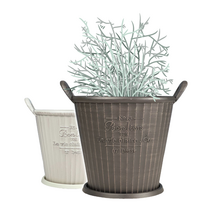 듬직이네 바스킷 스타일 원통형 손잡이 플라스틱 화분 [중], 블랙