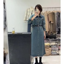 톰보이 데님 원피스 포켓 빈티지 드레스 데일리 캐쥬얼 셔츠형 청 치마 스커트