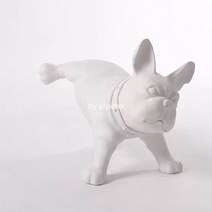 오줌싸는 불독 장식품 귀여운 소품, 화이트