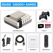 옛날오락기 비디오게임 고전 가정용 게임기 KINHANK-슈퍼 콘솔 큐브 X3 레트로 게임 100000 지원 PSP/PS1/D, 01 EU, 03 256G Gamepad-2