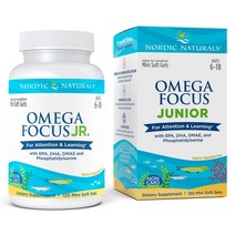 노르딕 내추럴스 오메가 포커스 주니어 오메가3 900mg 청소년 120 미니 소프트젤 레몬맛 DMAE 포스파티딜세린 EPA DHA