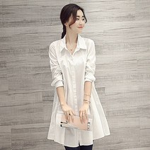 레이어드 셔츠 A라인 흰색 블라우스 롱남방 임부복