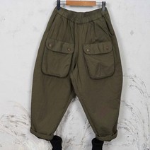 벅시루 여성 누빔 쌤쌤건빵 카고 배기
