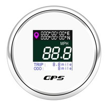 52MM GPS 속도계 AD 보트 자동차 모터용 GPS 안테나 포함 요트 TFT 스크린 방수 주행 거리계 조정 가능한, 02 White Silver