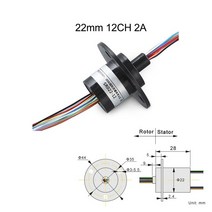 슬립링 모터 기어 조절 2A 12.5mm 18mm 22mm 시리즈 전기 캡슐 슬립 링 회전 미니 풍력 터빈 2/4/6/8/12 CH 연결, 22mm 12CH B