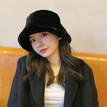 여성을 위한 패션 인조 모피 겨울 버킷 두껍고 부드럽고 따뜻한 야외 모자