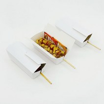 포장대장 핫도그트레이 (원터치덮개형) 100매 150x60x50mm 무지 화이트 핫바 소떡소떡 종이트레이, 핫도그 트레이 (덮개형)