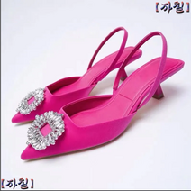 크리스탈 보석 뮬 샌들 슬링백 여성 구두 키튼힐 스트랩샌들 3종색상 굽5cm