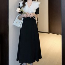 [랜덤플레이] 빅카라 포인트 스트랩 쉬폰 드레스