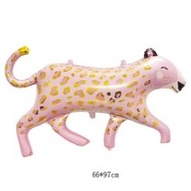 파티풍선 생일파티용품 숫자/문자풍선 호랑이 사자 표범 걷는 동물 호일 풍선 정글 사파리 생일 파티 장식 선물 장난감 헬륨 공기 글로브 1 개 현관문이벤트, pink leopard+as picture show